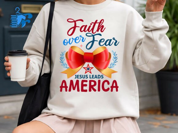 Christian SVG Faith over Fear America for T-Shirt Designs & Graphics