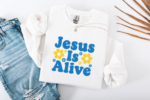 Jesus is Alive - Retro Daisy Graphics for T-Shirt Designs