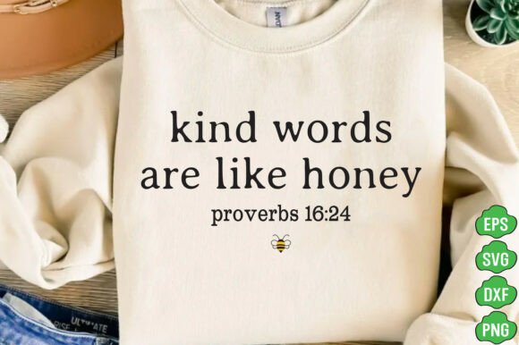 Kind Words Honey Bee Christian PNG for T-Shirt Designs