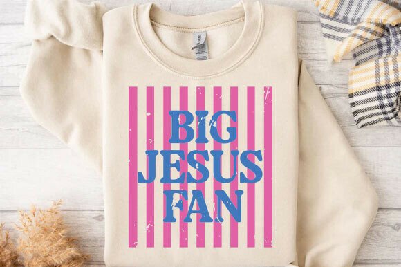 Striped Big Jesus Fan PNG for T-Shirt Designs and Graphics